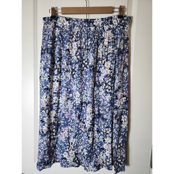 I.N. Studio Blue Floral Midi Skirt - Picture 2 of 6